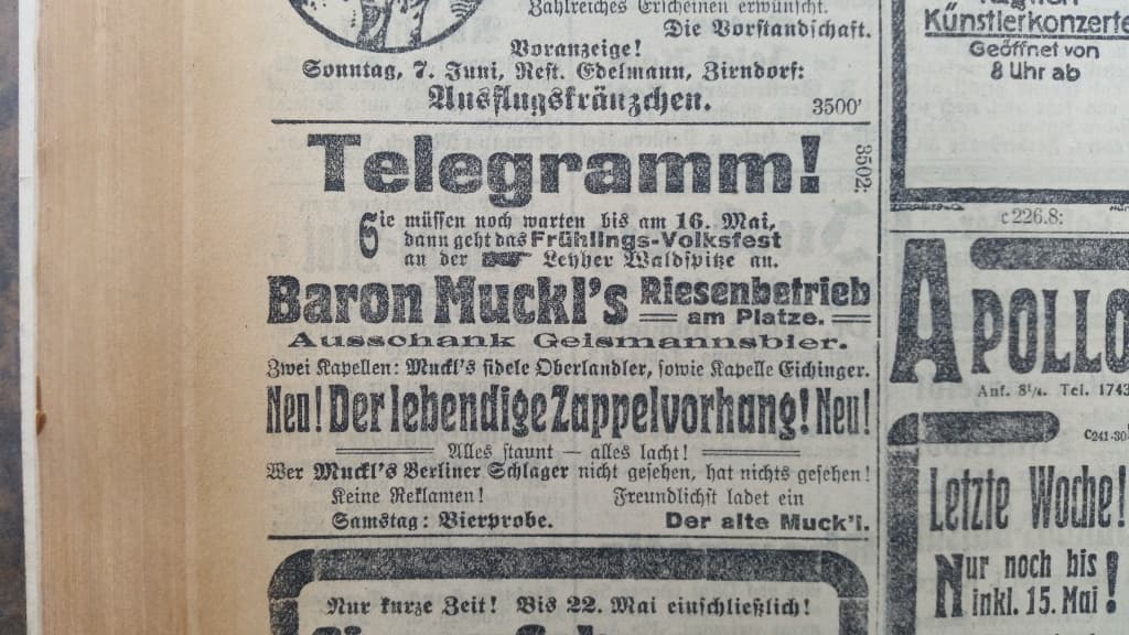Anzeige Leyher Waldspitze 1914 Anzeige Leyher Waldspitze 1914