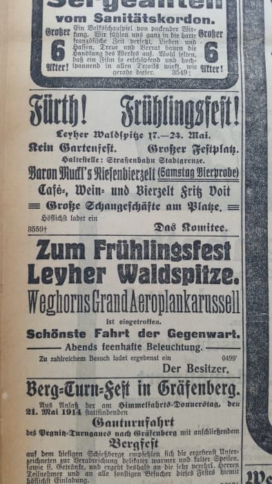 Anzeige Leyher Waldspitze 1914